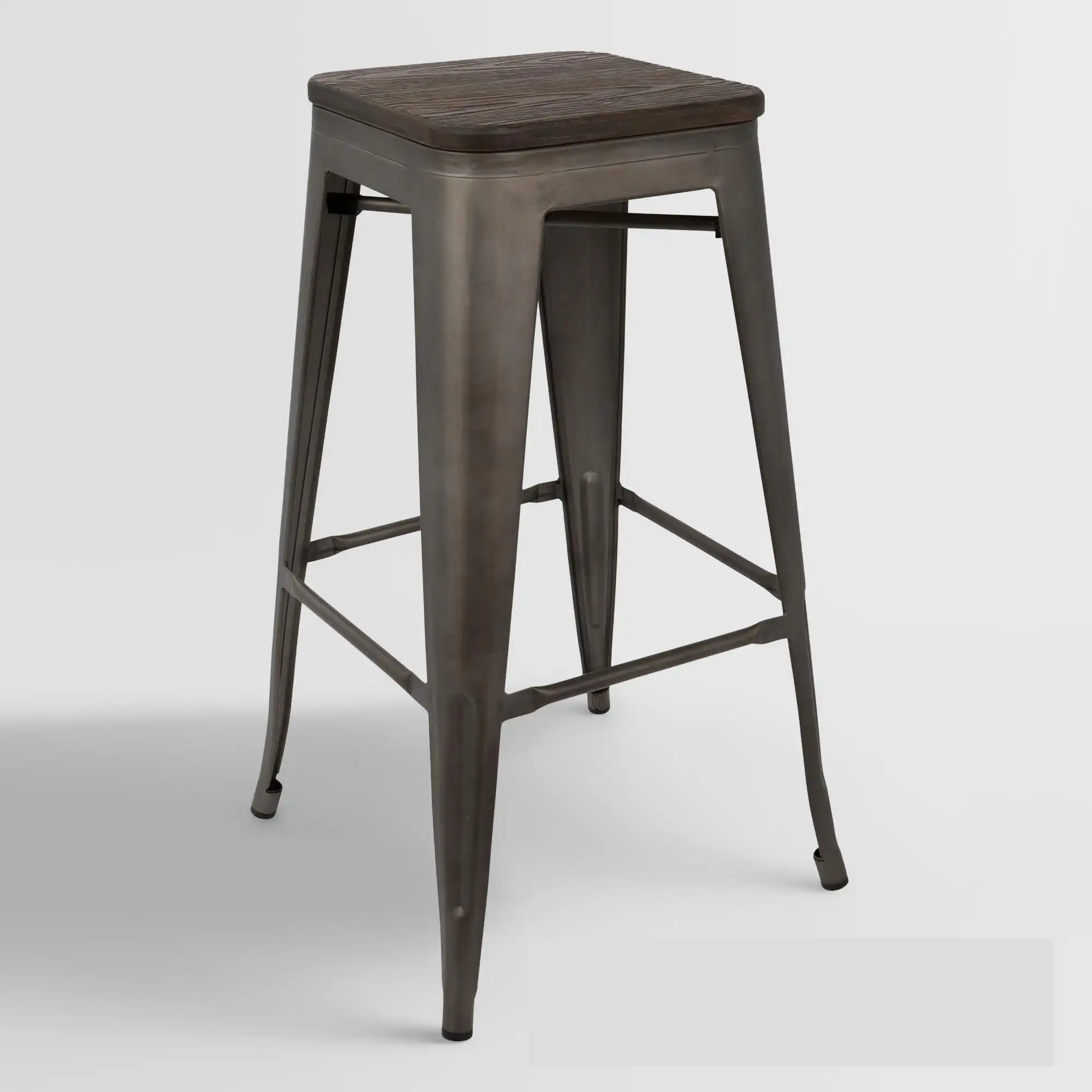 Industrial Iron Cello Bar Stool with Wooden Seat - popular handicrafts